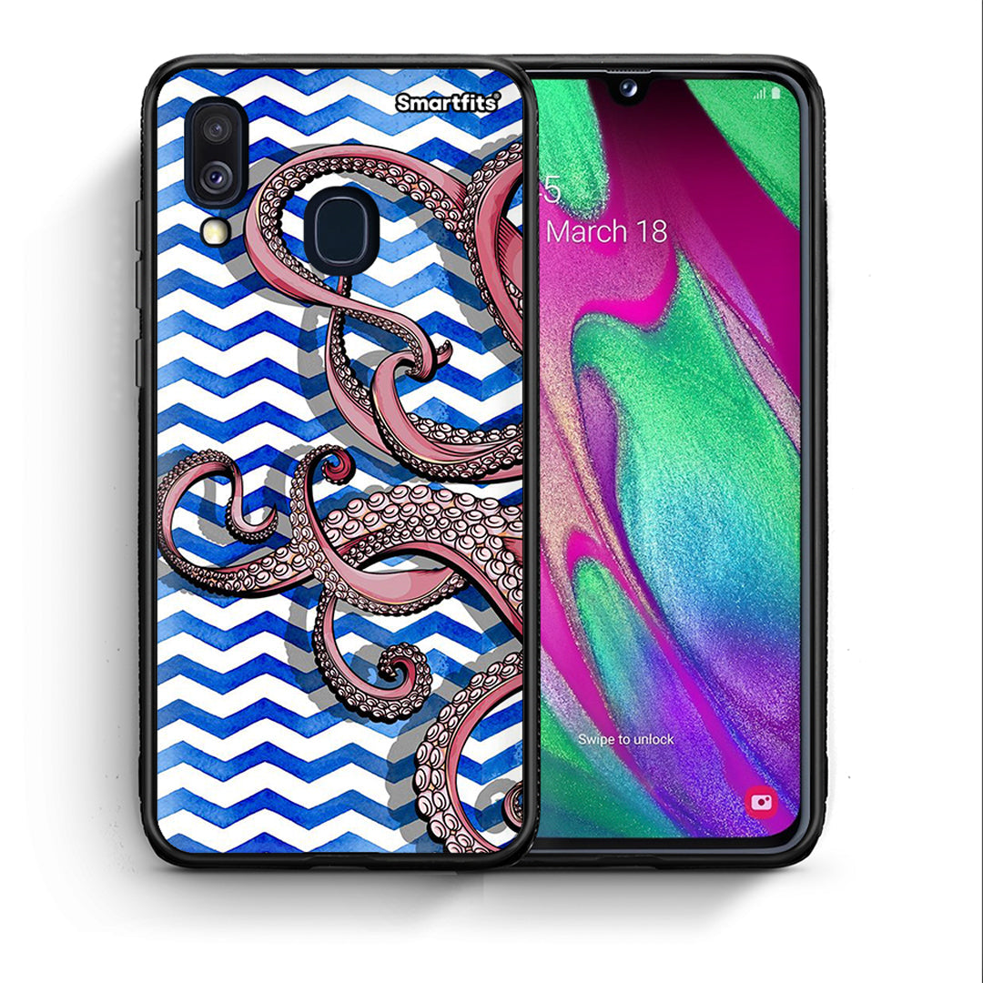 Θήκη Samsung A40 Chevron Devilfish από τη Smartfits με σχέδιο στο πίσω μέρος και μαύρο περίβλημα | Samsung A40 Chevron Devilfish case with colorful back and black bezels