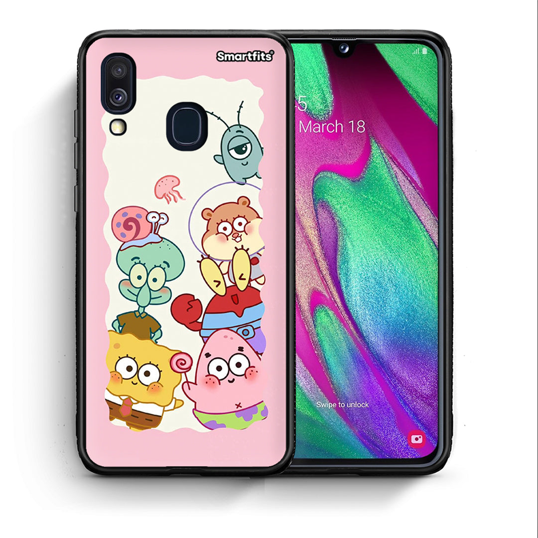 Θήκη Samsung A40 Cute Companion από τη Smartfits με σχέδιο στο πίσω μέρος και μαύρο περίβλημα | Samsung A40 Cute Companion case with colorful back and black bezels