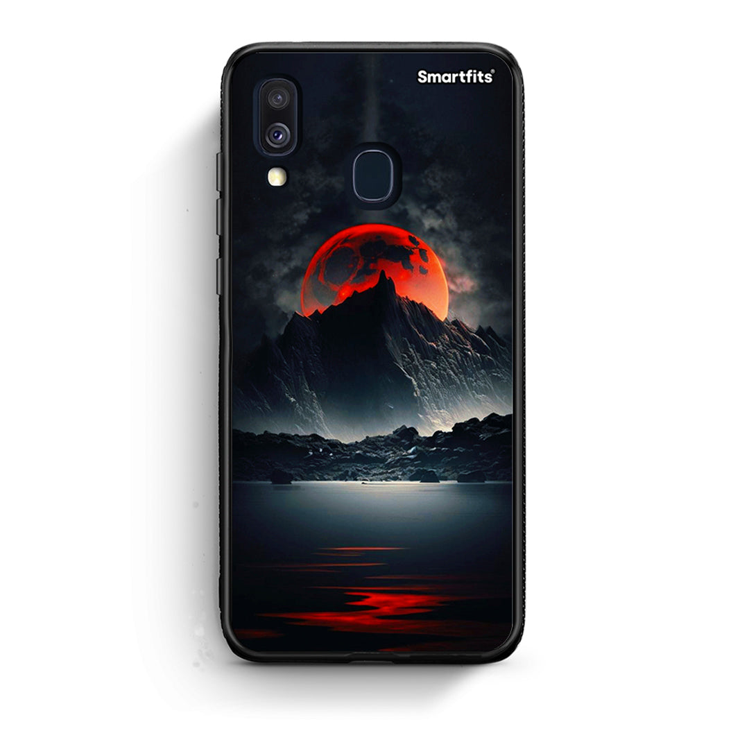 Samsung A40 Red Full Moon θήκη από τη Smartfits με σχέδιο στο πίσω μέρος και μαύρο περίβλημα | Smartphone case with colorful back and black bezels by Smartfits