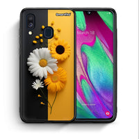 Thumbnail for Θήκη Samsung A40 Yellow Daisies από τη Smartfits με σχέδιο στο πίσω μέρος και μαύρο περίβλημα | Samsung A40 Yellow Daisies case with colorful back and black bezels