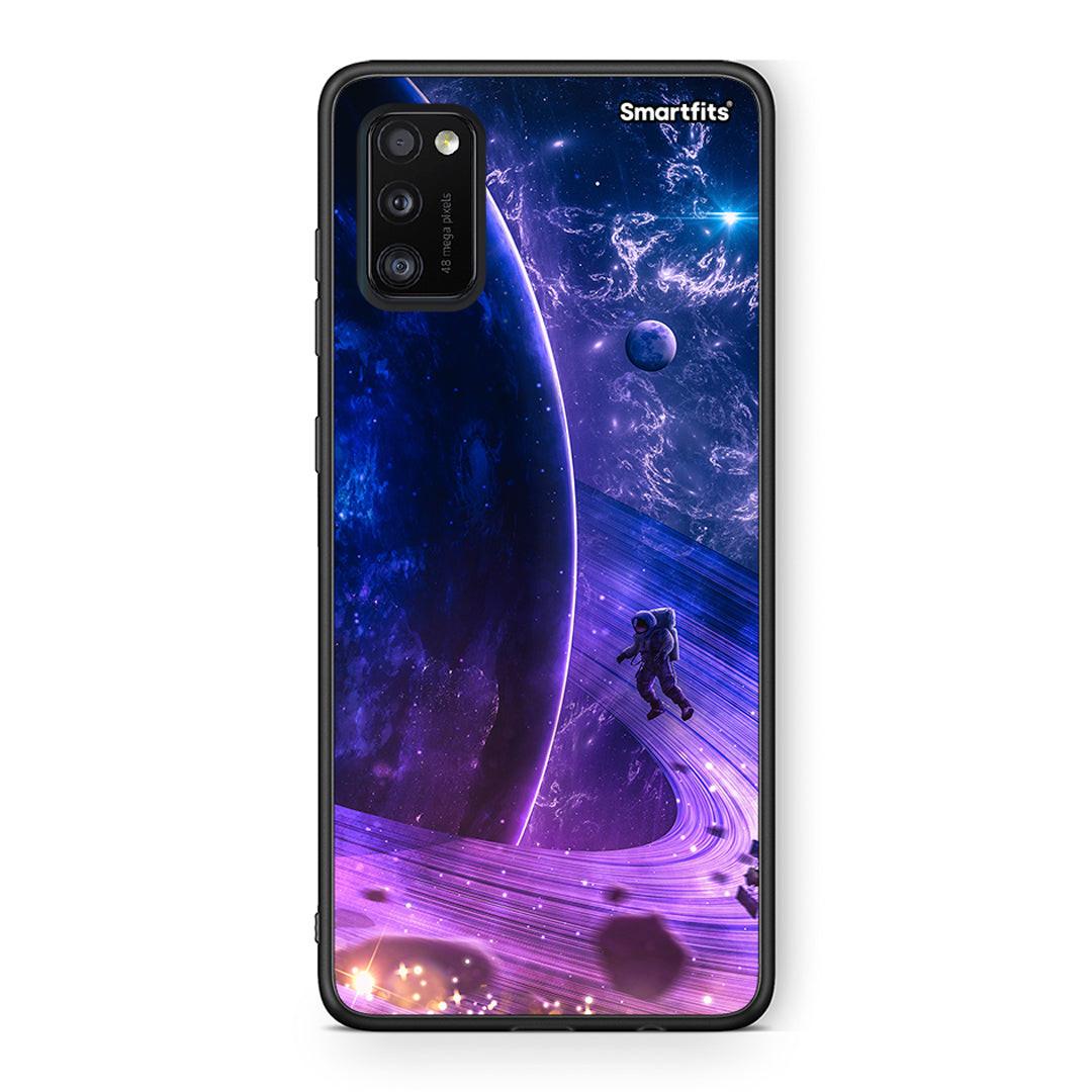 Samsung A41 Lost Astronaut θήκη από τη Smartfits με σχέδιο στο πίσω μέρος και μαύρο περίβλημα | Smartphone case with colorful back and black bezels by Smartfits