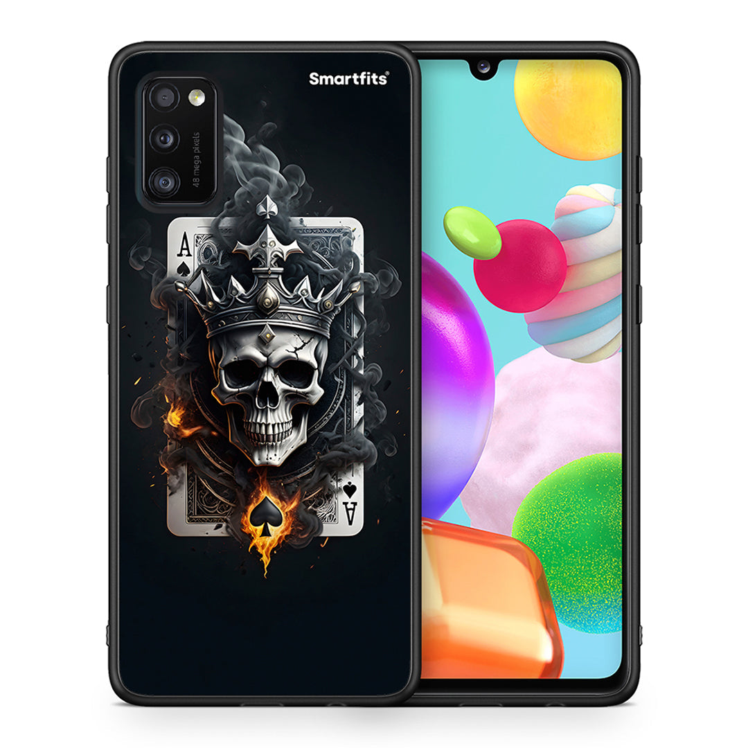 Θήκη Samsung A41 Skull King Ace από τη Smartfits με σχέδιο στο πίσω μέρος και μαύρο περίβλημα | Samsung A41 Skull King Ace case with colorful back and black bezels