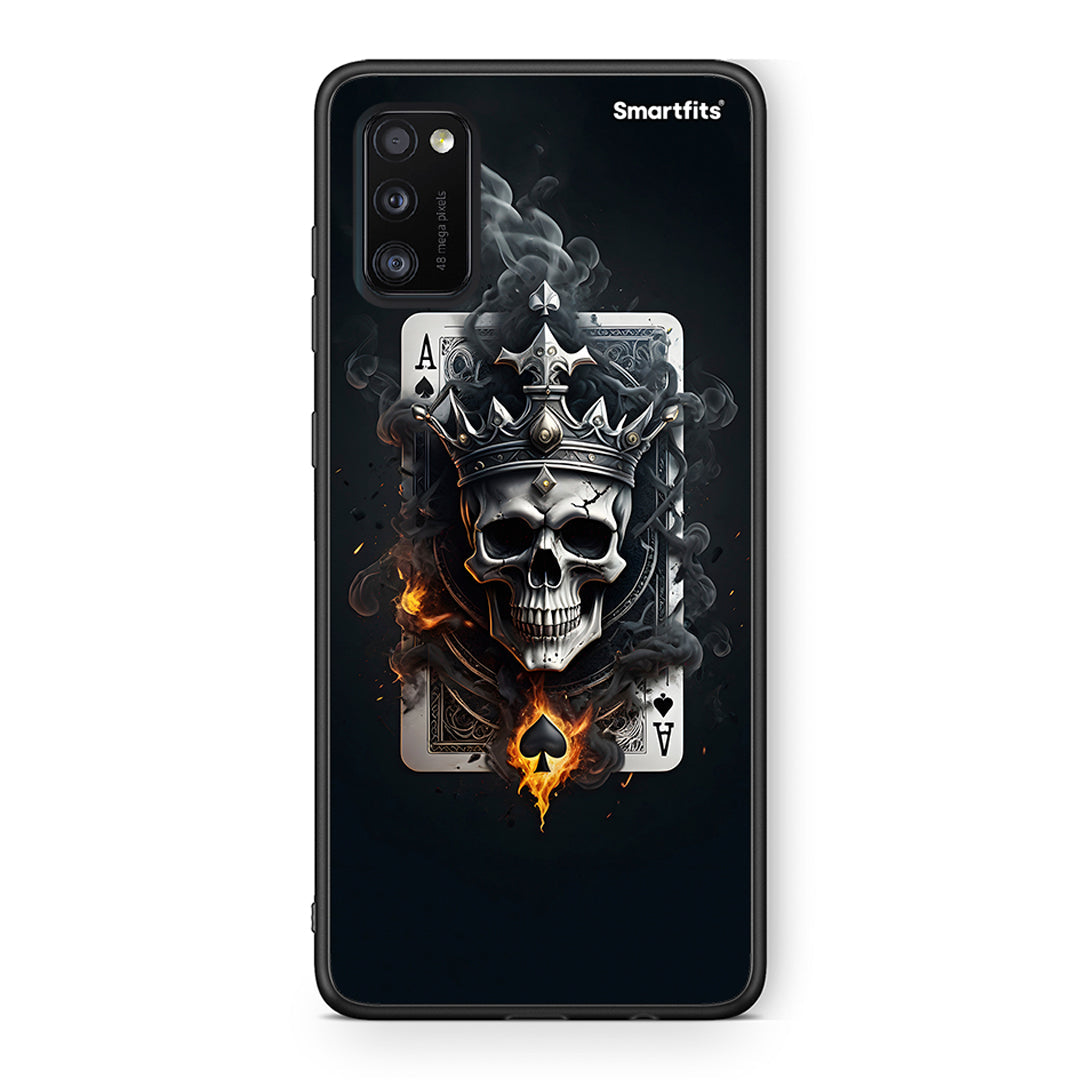 Samsung A41 Skull King Ace θήκη από τη Smartfits με σχέδιο στο πίσω μέρος και μαύρο περίβλημα | Smartphone case with colorful back and black bezels by Smartfits