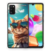 Thumbnail for Θήκη Samsung A41 Summer Cat από τη Smartfits με σχέδιο στο πίσω μέρος και μαύρο περίβλημα | Samsung A41 Summer Cat case with colorful back and black bezels