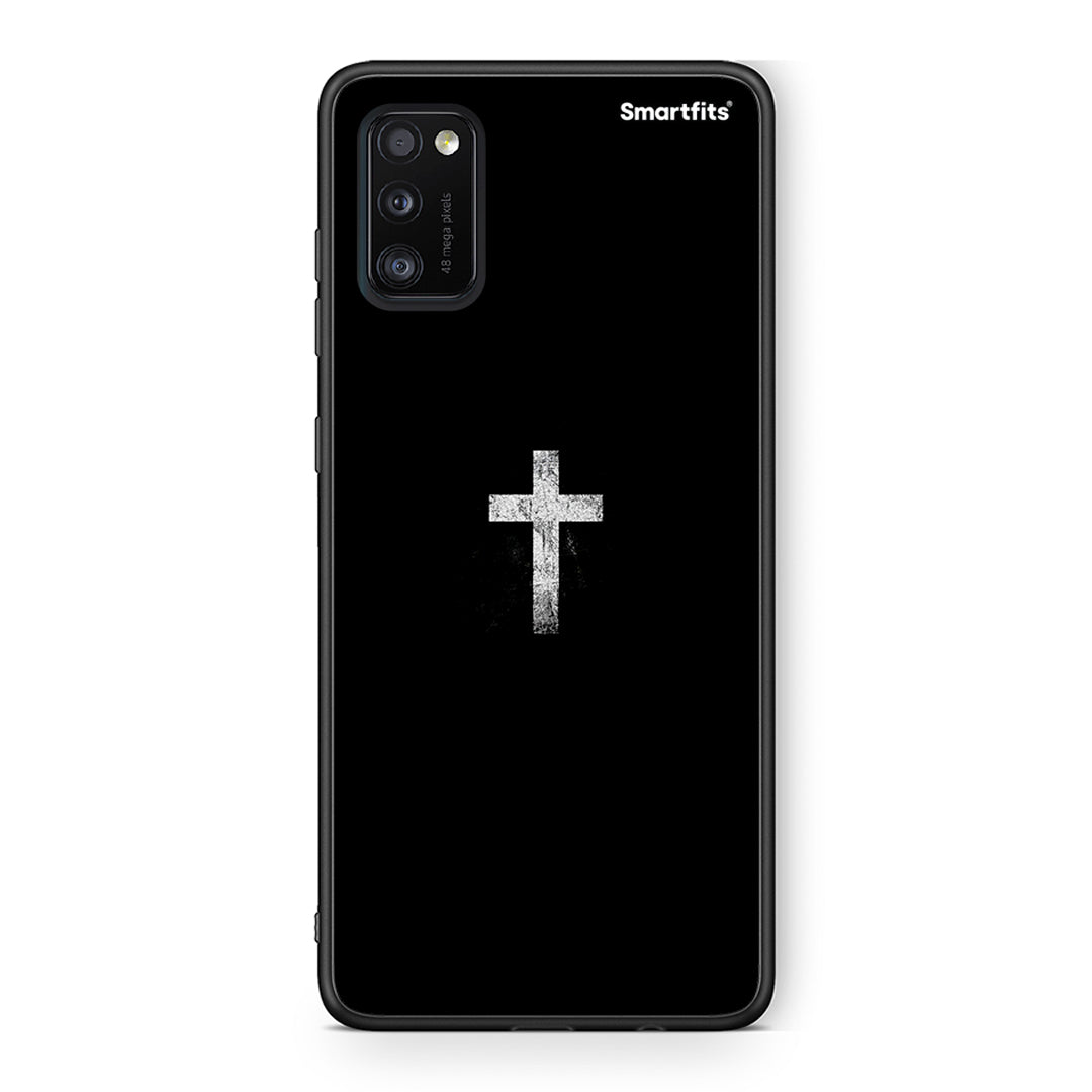 Samsung A41 White Cross θήκη από τη Smartfits με σχέδιο στο πίσω μέρος και μαύρο περίβλημα | Smartphone case with colorful back and black bezels by Smartfits