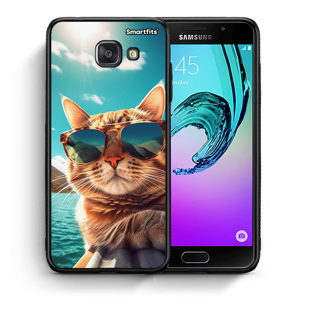 Θήκη Samsung A5 2017 Summer Cat από τη Smartfits με σχέδιο στο πίσω μέρος και μαύρο περίβλημα | Samsung A5 2017 Summer Cat case with colorful back and black bezels