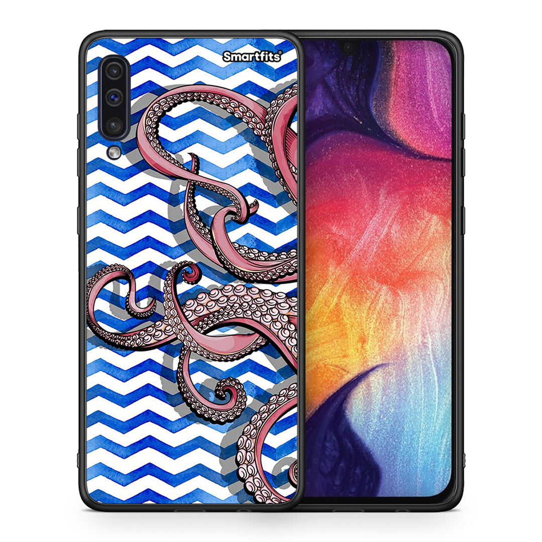 Θήκη Samsung A50/A30s Chevron Devilfish από τη Smartfits με σχέδιο στο πίσω μέρος και μαύρο περίβλημα | Samsung A50/A30s Chevron Devilfish case with colorful back and black bezels