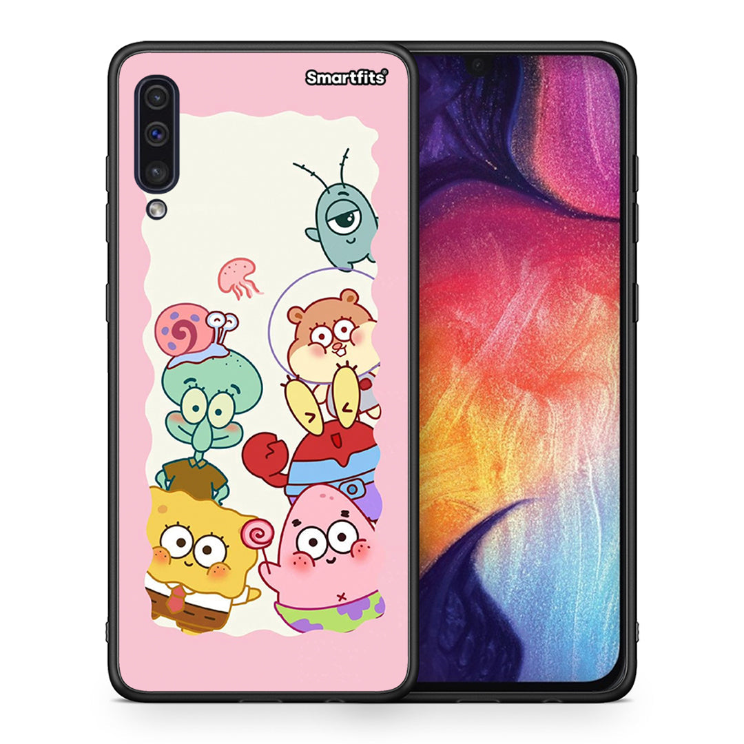 Θήκη Samsung A50/A30s Cute Companion από τη Smartfits με σχέδιο στο πίσω μέρος και μαύρο περίβλημα | Samsung A50/A30s Cute Companion case with colorful back and black bezels