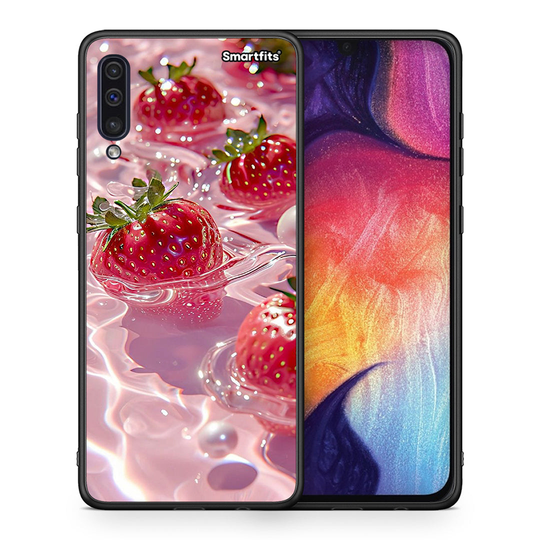 Θήκη Samsung A50/A30s Juicy Strawberries από τη Smartfits με σχέδιο στο πίσω μέρος και μαύρο περίβλημα | Samsung A50/A30s Juicy Strawberries case with colorful back and black bezels