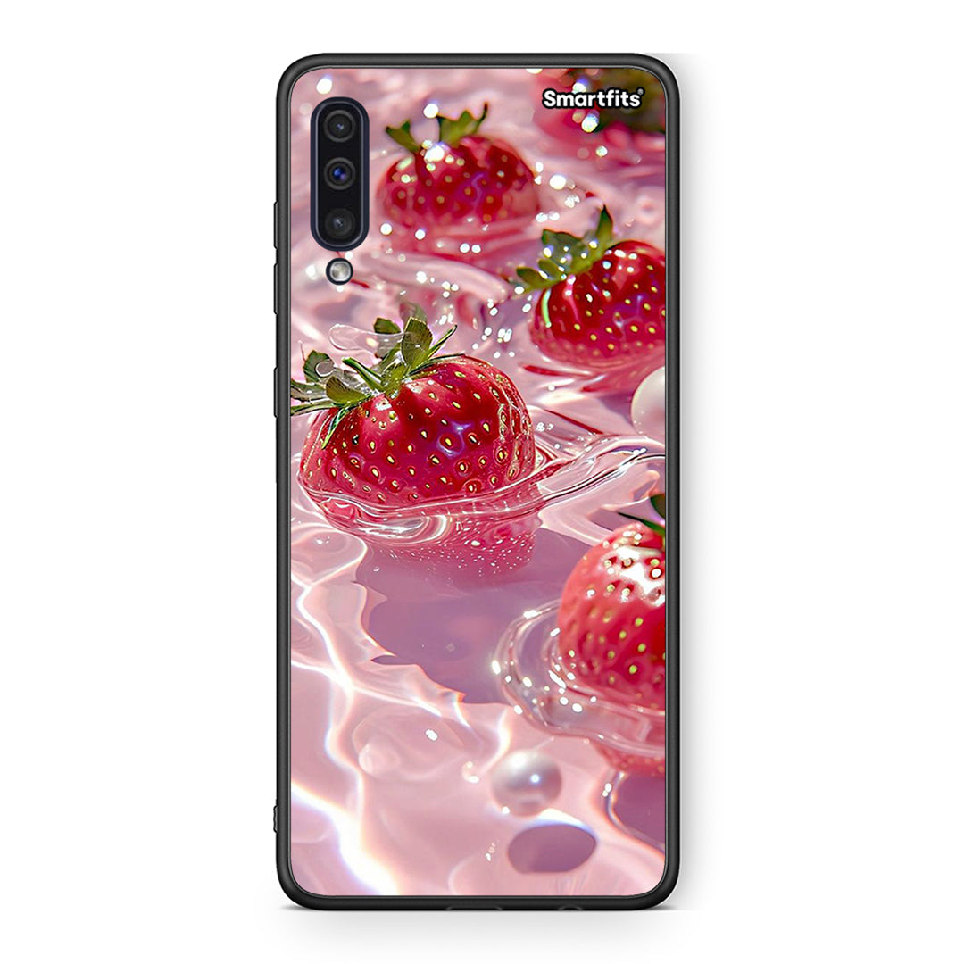 samsung a50 Juicy Strawberries θήκη από τη Smartfits με σχέδιο στο πίσω μέρος και μαύρο περίβλημα | Smartphone case with colorful back and black bezels by Smartfits