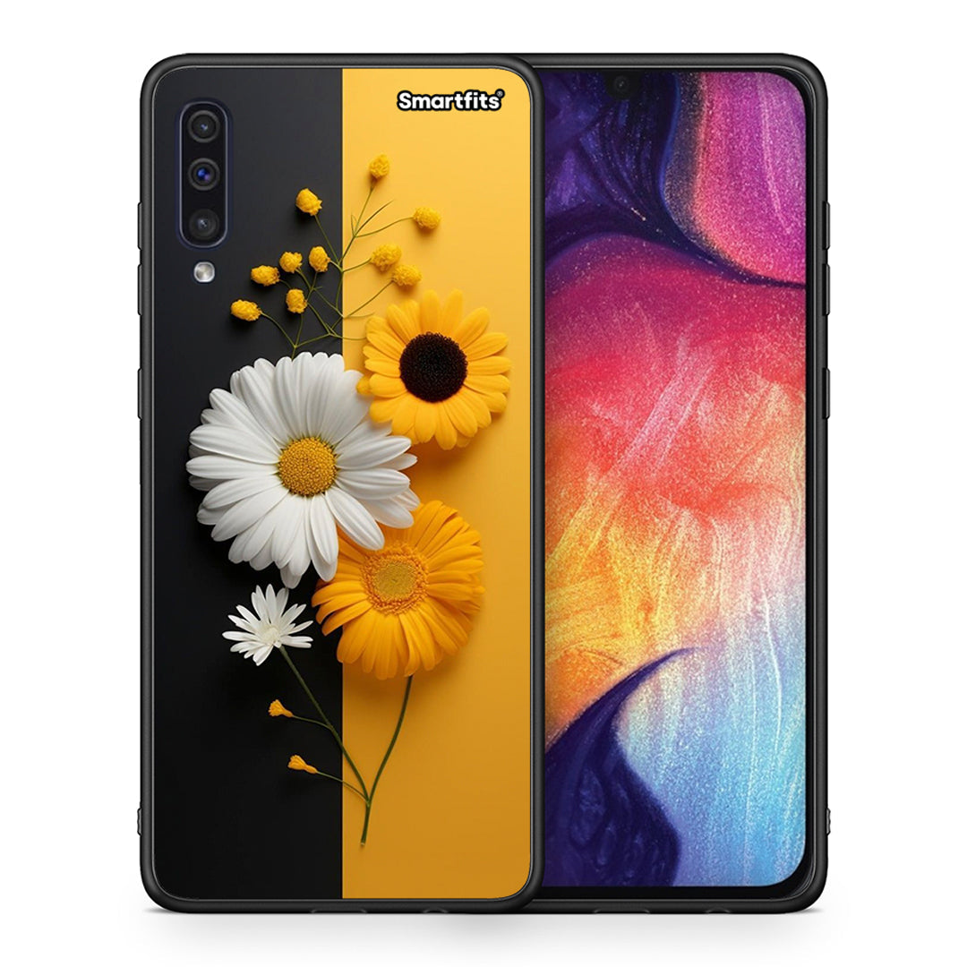 Θήκη Samsung A50/A30s Yellow Daisies από τη Smartfits με σχέδιο στο πίσω μέρος και μαύρο περίβλημα | Samsung A50/A30s Yellow Daisies case with colorful back and black bezels