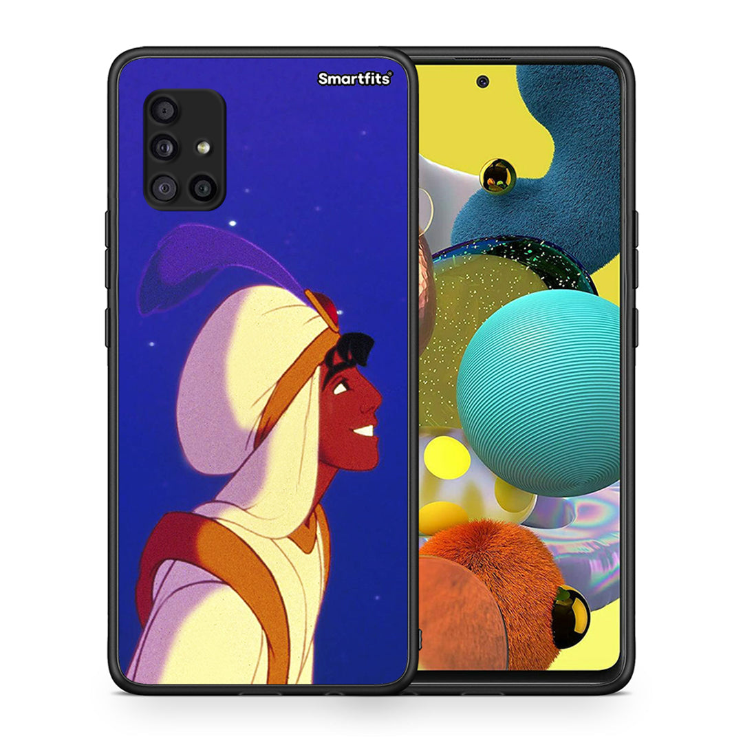 Θήκη Samsung Galaxy A51 5G Alladin And Jasmine Love 1 από τη Smartfits με σχέδιο στο πίσω μέρος και μαύρο περίβλημα | Samsung Galaxy A51 5G Alladin And Jasmine Love 1 case with colorful back and black bezels