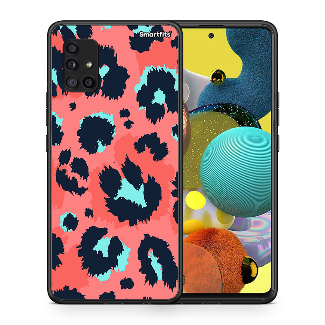 Θήκη Samsung Galaxy A51 5G Pink Leopard Animal από τη Smartfits με σχέδιο στο πίσω μέρος και μαύρο περίβλημα | Samsung Galaxy A51 5G Pink Leopard Animal case with colorful back and black bezels