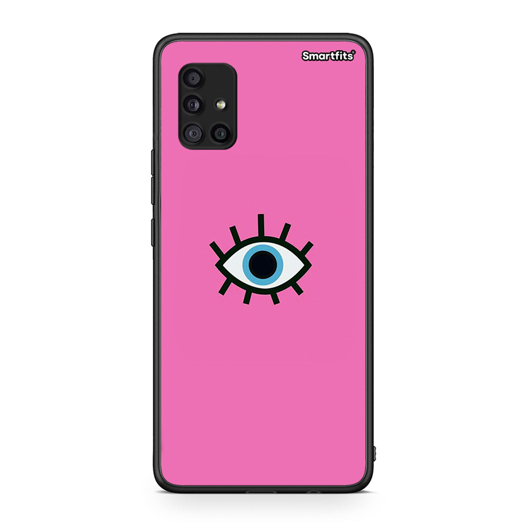 Samsung Galaxy A51 5G Blue Eye Pink θήκη από τη Smartfits με σχέδιο στο πίσω μέρος και μαύρο περίβλημα | Smartphone case with colorful back and black bezels by Smartfits