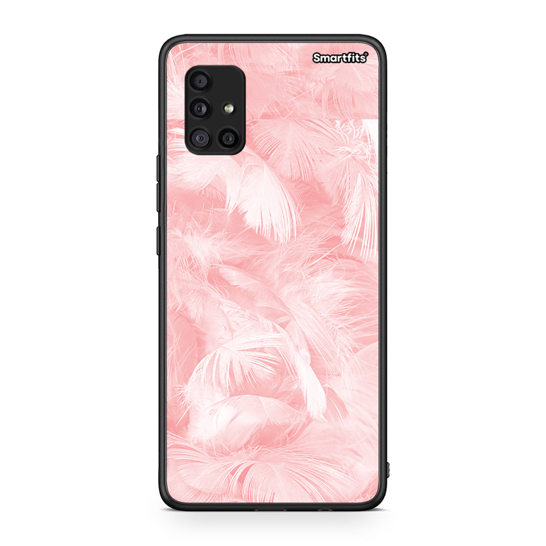 33 - Samsung Galaxy A51 5G Pink Feather Boho case, cover, bumper