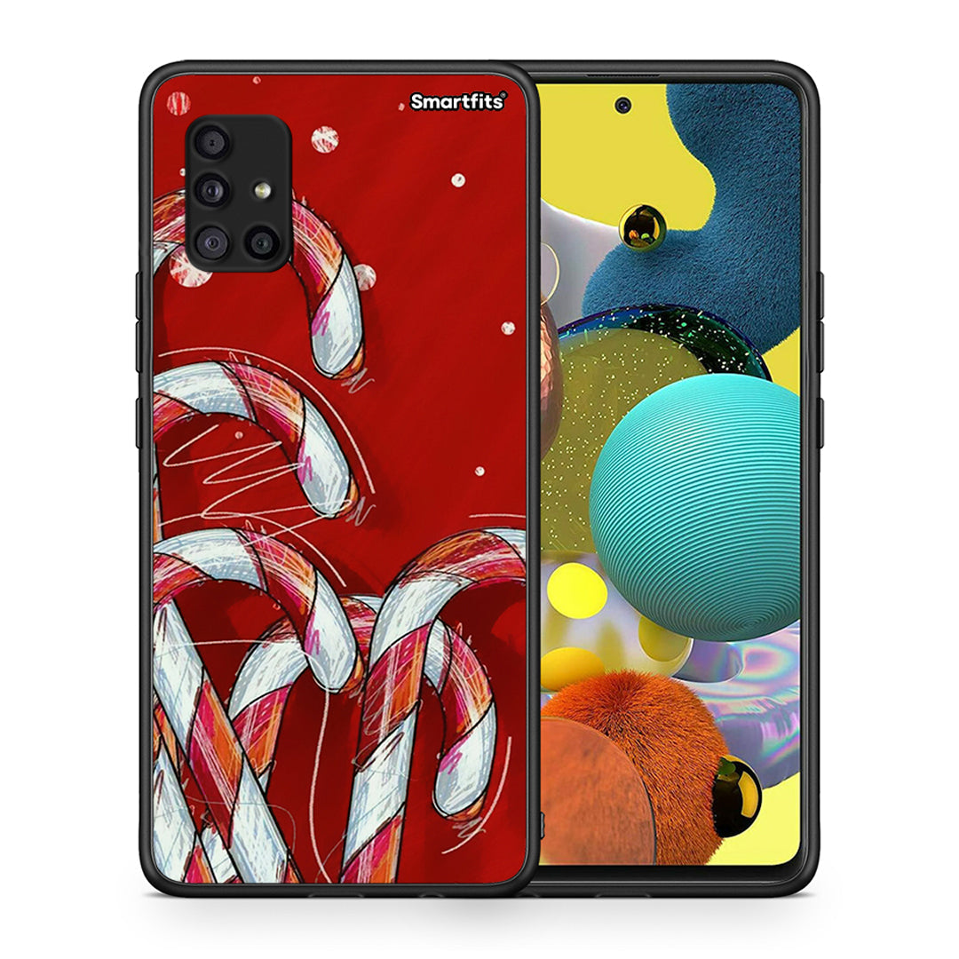 Θήκη Samsung Galaxy A51 5G Candy Cane από τη Smartfits με σχέδιο στο πίσω μέρος και μαύρο περίβλημα | Samsung Galaxy A51 5G Candy Cane case with colorful back and black bezels