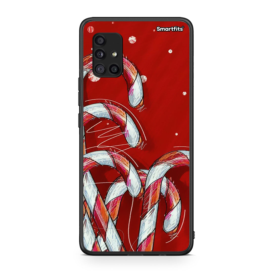 Samsung Galaxy A51 5G Candy Cane θήκη από τη Smartfits με σχέδιο στο πίσω μέρος και μαύρο περίβλημα | Smartphone case with colorful back and black bezels by Smartfits