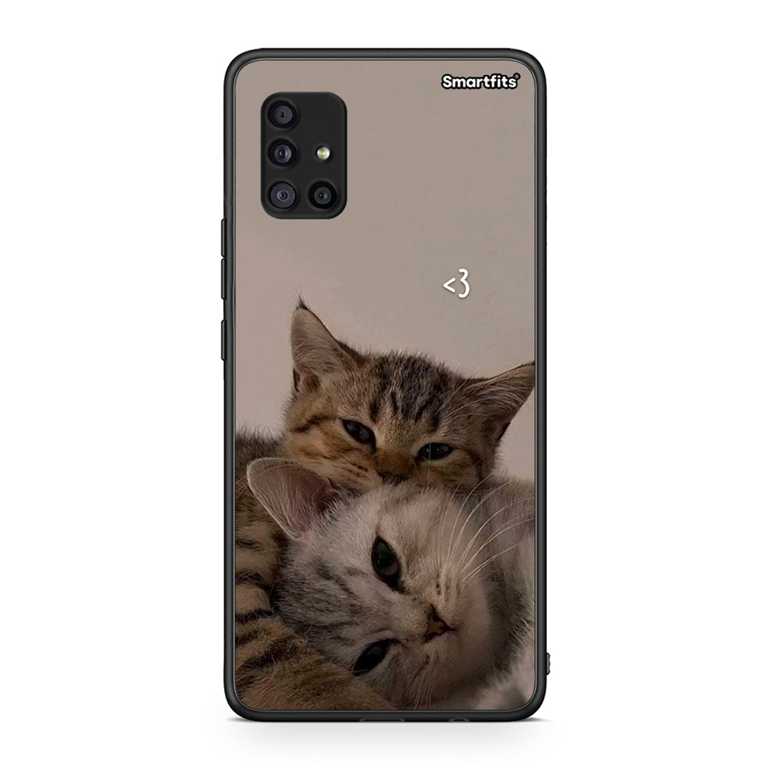 Samsung Galaxy A51 5G Cats In Love Θήκη από τη Smartfits με σχέδιο στο πίσω μέρος και μαύρο περίβλημα | Smartphone case with colorful back and black bezels by Smartfits