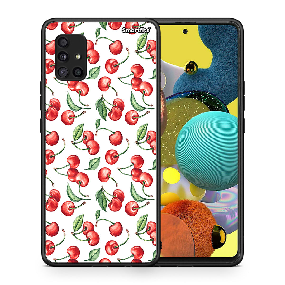 Θήκη Samsung Galaxy A51 5G Cherry Summer από τη Smartfits με σχέδιο στο πίσω μέρος και μαύρο περίβλημα | Samsung Galaxy A51 5G Cherry Summer case with colorful back and black bezels