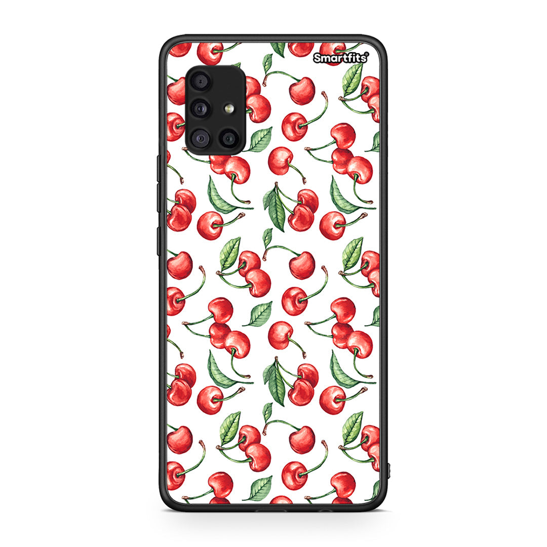 Samsung Galaxy A51 5G Cherry Summer θήκη από τη Smartfits με σχέδιο στο πίσω μέρος και μαύρο περίβλημα | Smartphone case with colorful back and black bezels by Smartfits