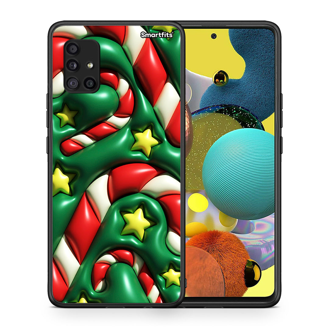 Θήκη Samsung Galaxy A51 5G Christmas Bubbles από τη Smartfits με σχέδιο στο πίσω μέρος και μαύρο περίβλημα | Samsung Galaxy A51 5G Christmas Bubbles case with colorful back and black bezels