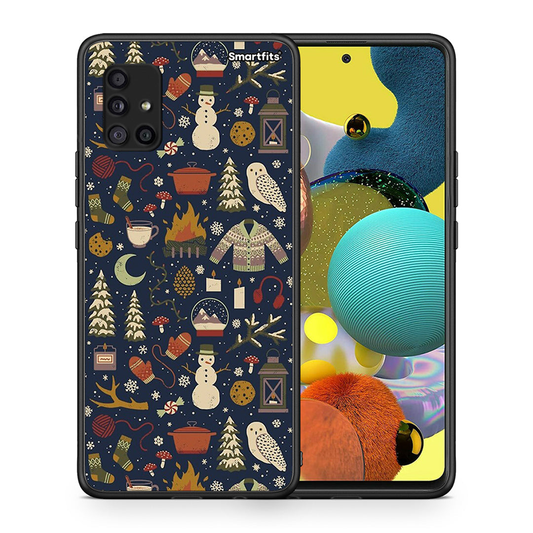 Θήκη Samsung Galaxy A51 5G Christmas Elements από τη Smartfits με σχέδιο στο πίσω μέρος και μαύρο περίβλημα | Samsung Galaxy A51 5G Christmas Elements case with colorful back and black bezels