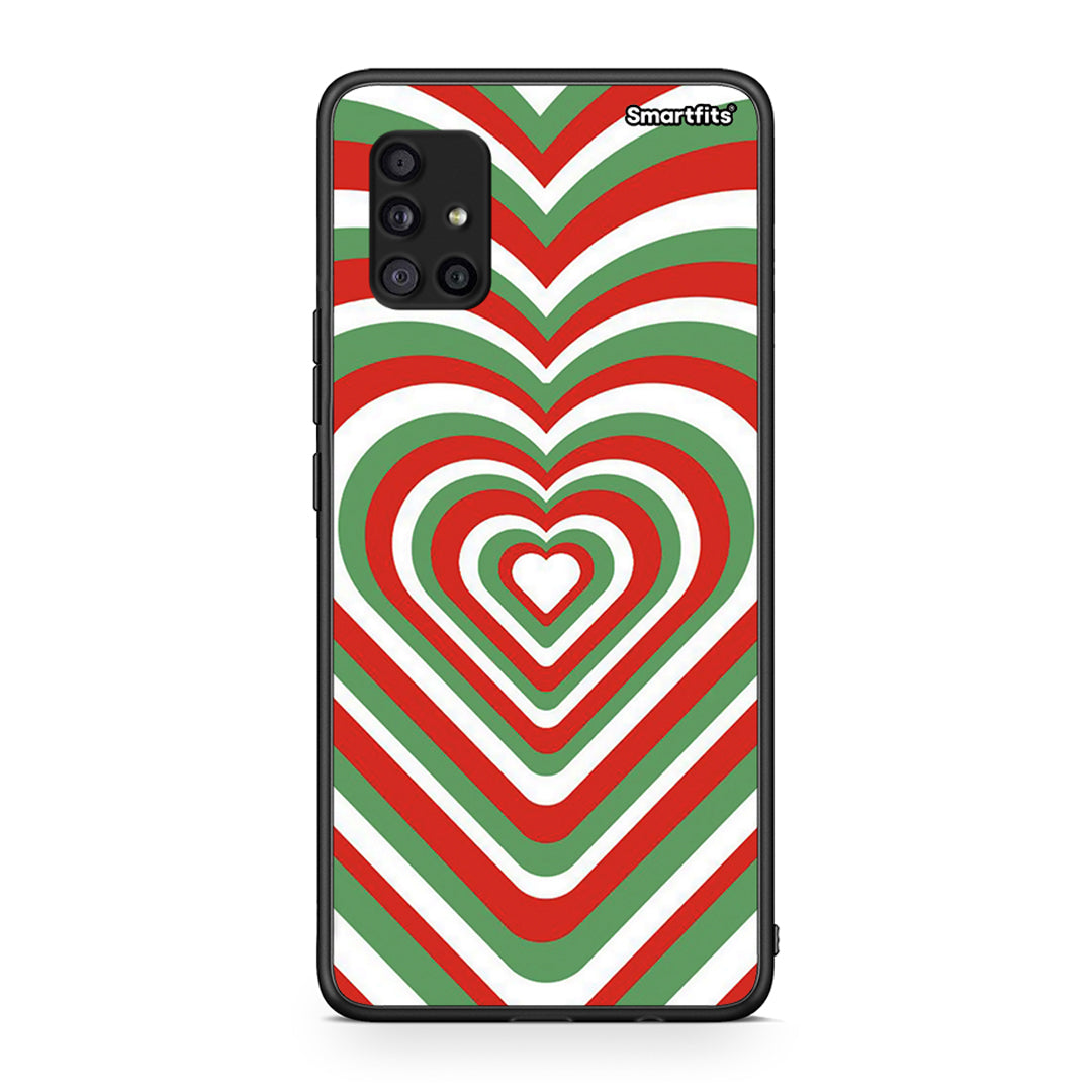 Samsung Galaxy A51 5G Christmas Hearts θήκη από τη Smartfits με σχέδιο στο πίσω μέρος και μαύρο περίβλημα | Smartphone case with colorful back and black bezels by Smartfits