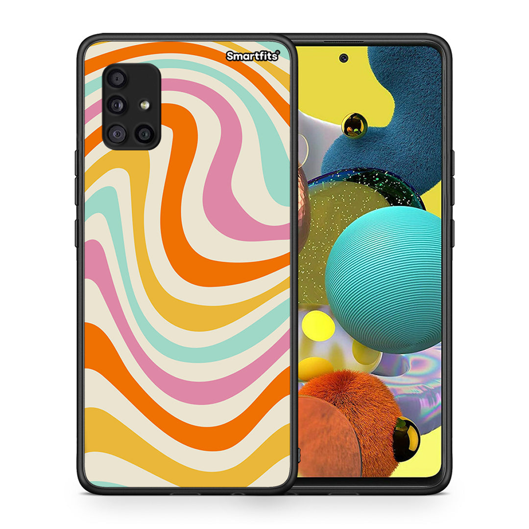 Θήκη Samsung Galaxy A51 5G Colourful Waves από τη Smartfits με σχέδιο στο πίσω μέρος και μαύρο περίβλημα | Samsung Galaxy A51 5G Colourful Waves case with colorful back and black bezels