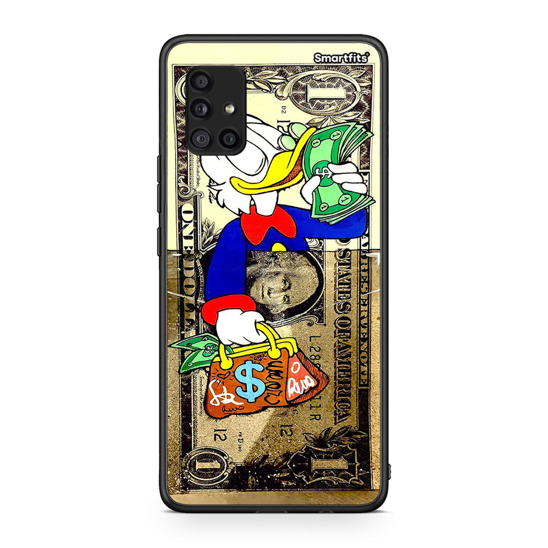 Samsung Galaxy A51 5G Duck Money Θήκη από τη Smartfits με σχέδιο στο πίσω μέρος και μαύρο περίβλημα | Smartphone case with colorful back and black bezels by Smartfits