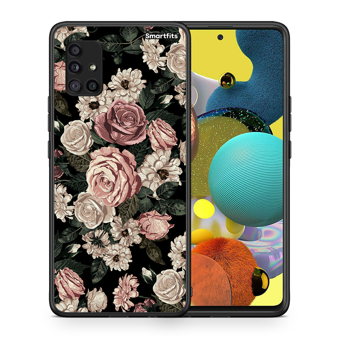 Θήκη Samsung Galaxy A51 5G Wild Roses Flower από τη Smartfits με σχέδιο στο πίσω μέρος και μαύρο περίβλημα | Samsung Galaxy A51 5G Wild Roses Flower case with colorful back and black bezels