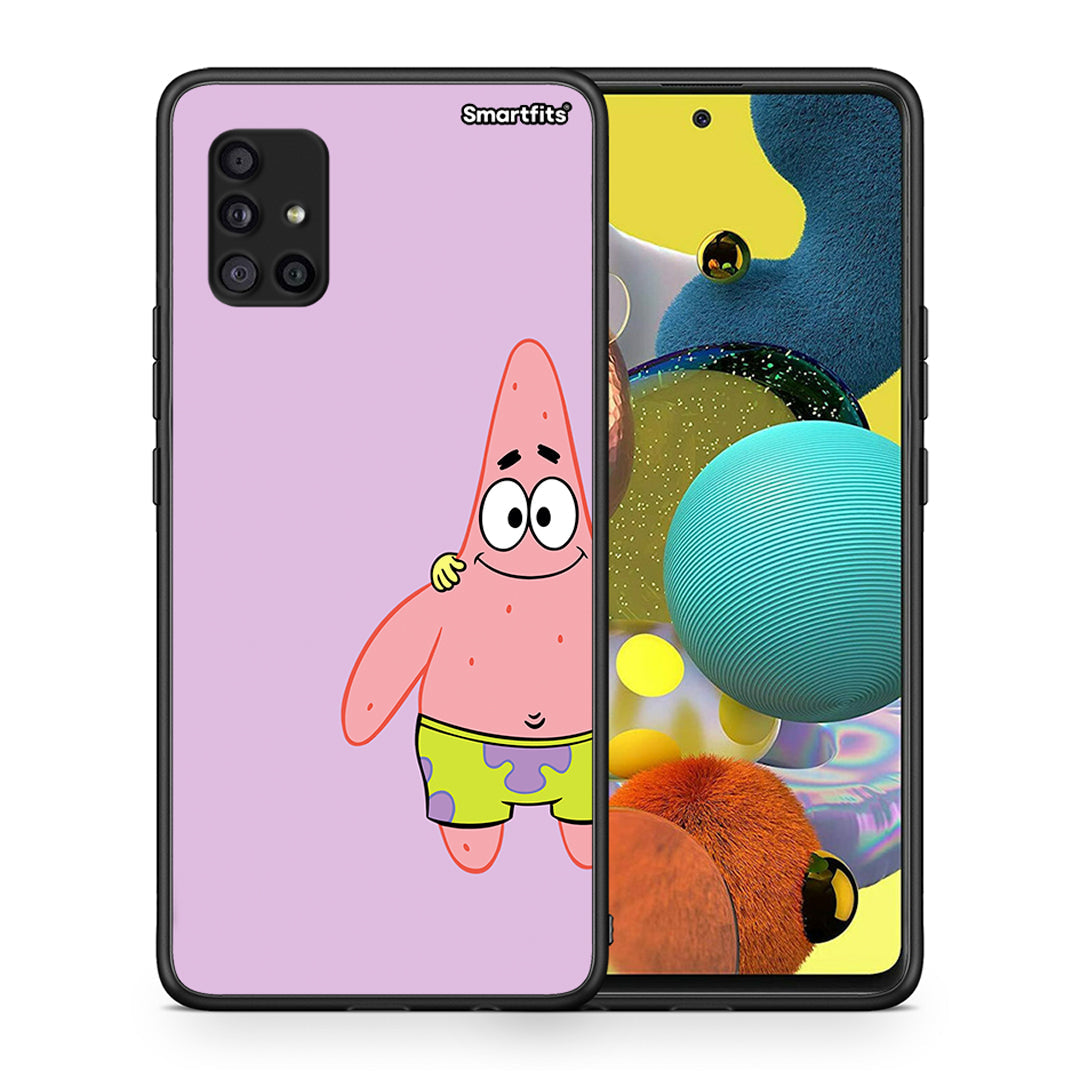 Θήκη Samsung Galaxy A51 5G Friends Patrick από τη Smartfits με σχέδιο στο πίσω μέρος και μαύρο περίβλημα | Samsung Galaxy A51 5G Friends Patrick case with colorful back and black bezels