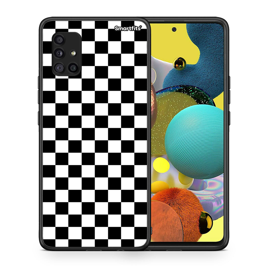 Θήκη Samsung Galaxy A51 5G Squares Geometric από τη Smartfits με σχέδιο στο πίσω μέρος και μαύρο περίβλημα | Samsung Galaxy A51 5G Squares Geometric case with colorful back and black bezels