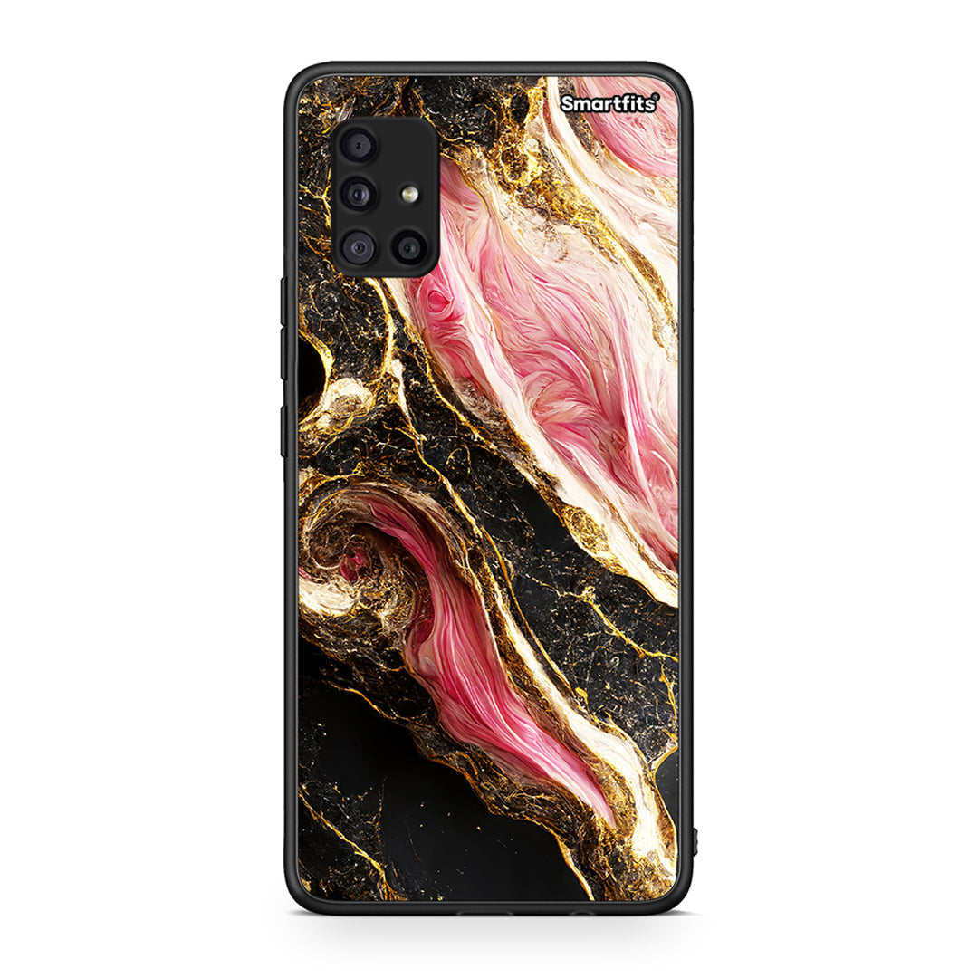 Samsung Galaxy A51 5G Glamorous Pink Marble θήκη από τη Smartfits με σχέδιο στο πίσω μέρος και μαύρο περίβλημα | Smartphone case with colorful back and black bezels by Smartfits