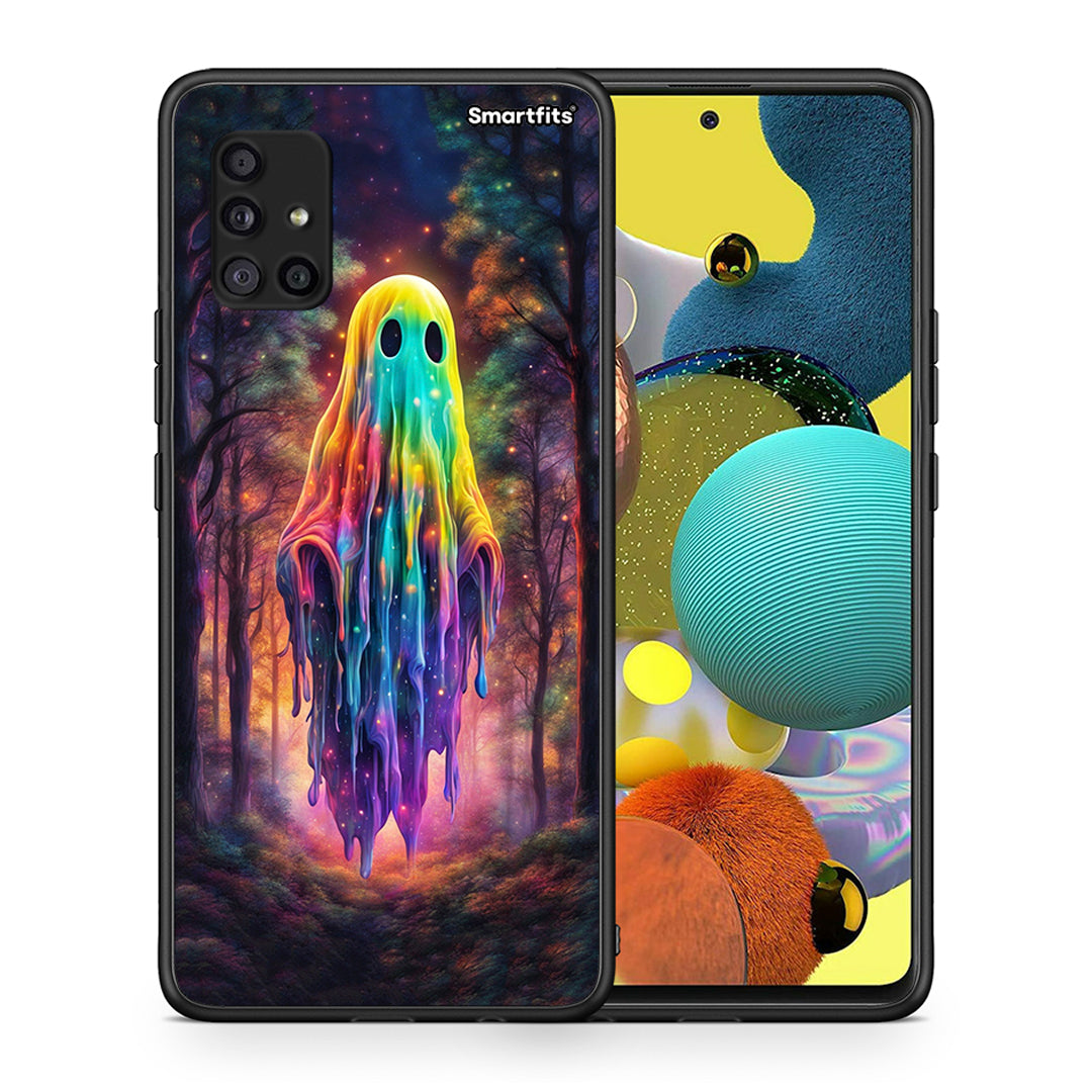 Θήκη Samsung Galaxy A51 5G Halloween Ghost από τη Smartfits με σχέδιο στο πίσω μέρος και μαύρο περίβλημα | Samsung Galaxy A51 5G Halloween Ghost case with colorful back and black bezels