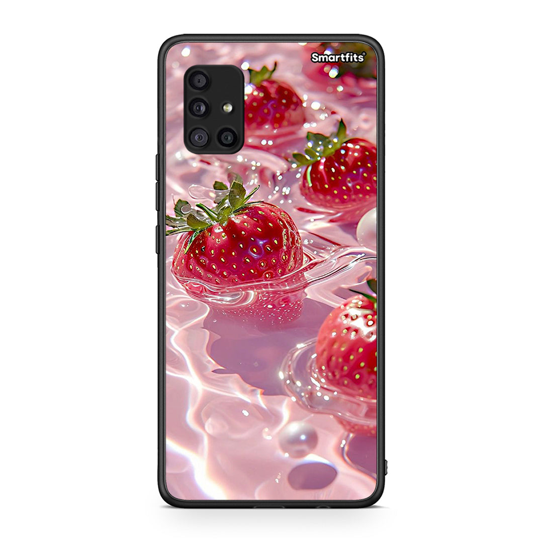 Samsung Galaxy A51 5G Juicy Strawberries θήκη από τη Smartfits με σχέδιο στο πίσω μέρος και μαύρο περίβλημα | Smartphone case with colorful back and black bezels by Smartfits