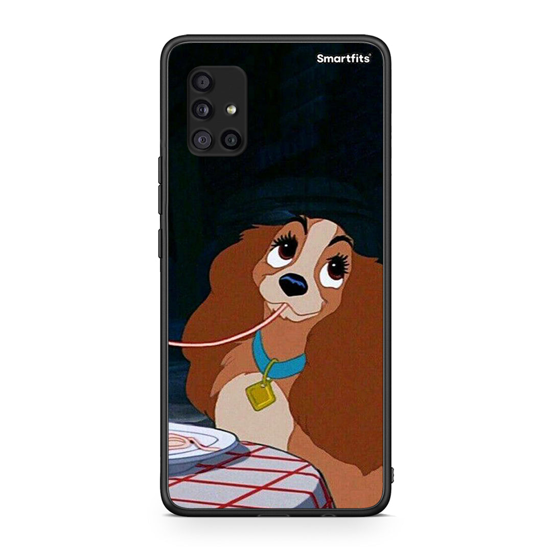 Samsung Galaxy A51 5G Lady And Tramp 2 Θήκη Αγίου Βαλεντίνου από τη Smartfits με σχέδιο στο πίσω μέρος και μαύρο περίβλημα | Smartphone case with colorful back and black bezels by Smartfits