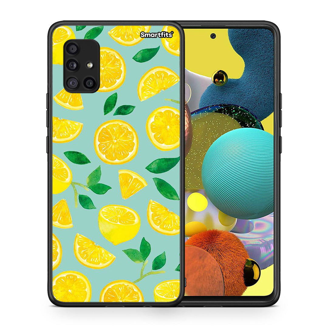 Θήκη Samsung Galaxy A51 5G Lemons από τη Smartfits με σχέδιο στο πίσω μέρος και μαύρο περίβλημα | Samsung Galaxy A51 5G Lemons case with colorful back and black bezels