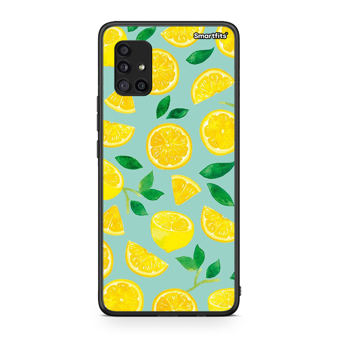 Samsung Galaxy A51 5G Lemons θήκη από τη Smartfits με σχέδιο στο πίσω μέρος και μαύρο περίβλημα | Smartphone case with colorful back and black bezels by Smartfits