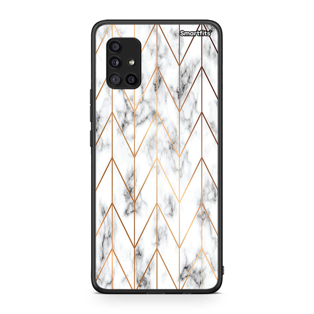 44 - Samsung Galaxy A51 5G Gold Geometric Marble case, cover, bumper