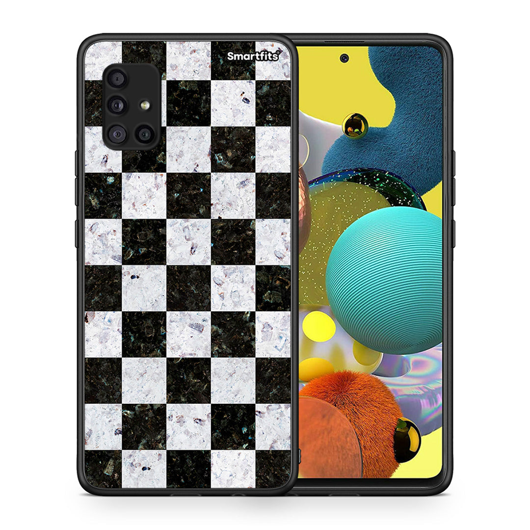 Θήκη Samsung Galaxy A51 5G Square Geometric Marble από τη Smartfits με σχέδιο στο πίσω μέρος και μαύρο περίβλημα | Samsung Galaxy A51 5G Square Geometric Marble case with colorful back and black bezels