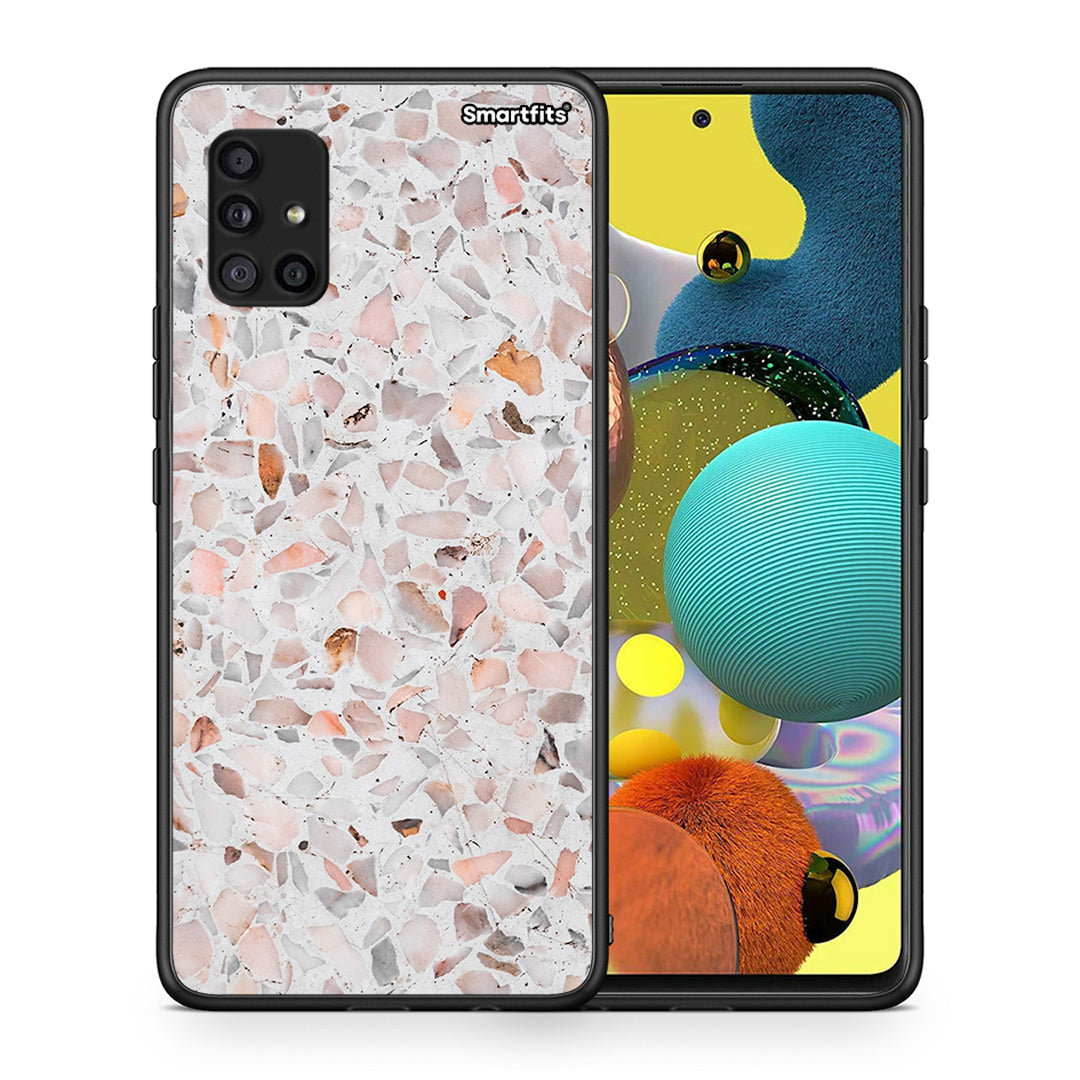 Θήκη Samsung Galaxy A51 5G Marble Terrazzo από τη Smartfits με σχέδιο στο πίσω μέρος και μαύρο περίβλημα | Samsung Galaxy A51 5G Marble Terrazzo case with colorful back and black bezels