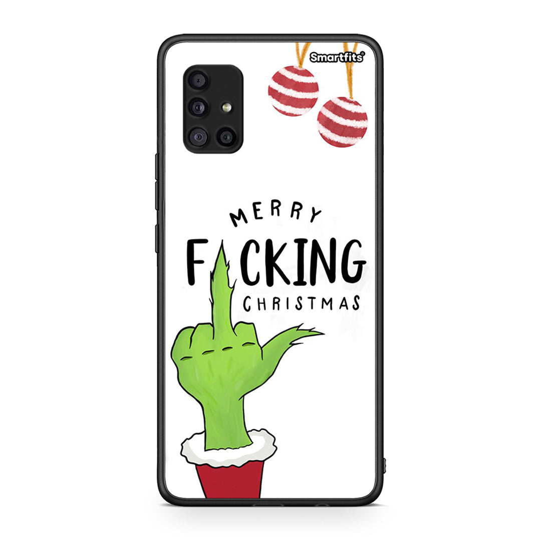 Samsung Galaxy A51 5G Merry F Xmas θήκη από τη Smartfits με σχέδιο στο πίσω μέρος και μαύρο περίβλημα | Smartphone case with colorful back and black bezels by Smartfits