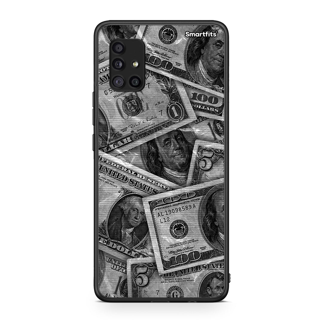 Samsung Galaxy A51 5G Money Dollars θήκη από τη Smartfits με σχέδιο στο πίσω μέρος και μαύρο περίβλημα | Smartphone case with colorful back and black bezels by Smartfits