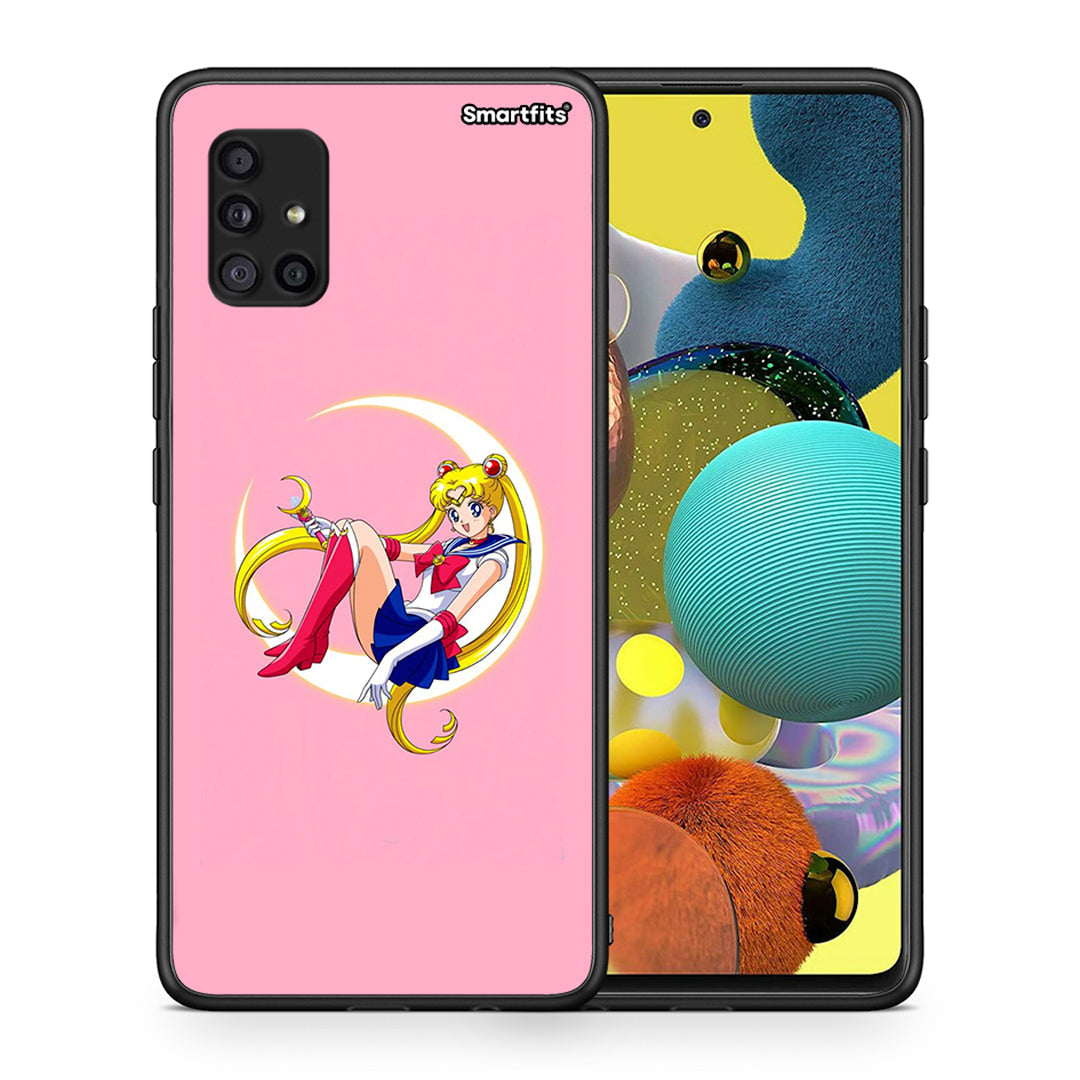 Θήκη Samsung Galaxy A51 5G Moon Girl από τη Smartfits με σχέδιο στο πίσω μέρος και μαύρο περίβλημα | Samsung Galaxy A51 5G Moon Girl case with colorful back and black bezels