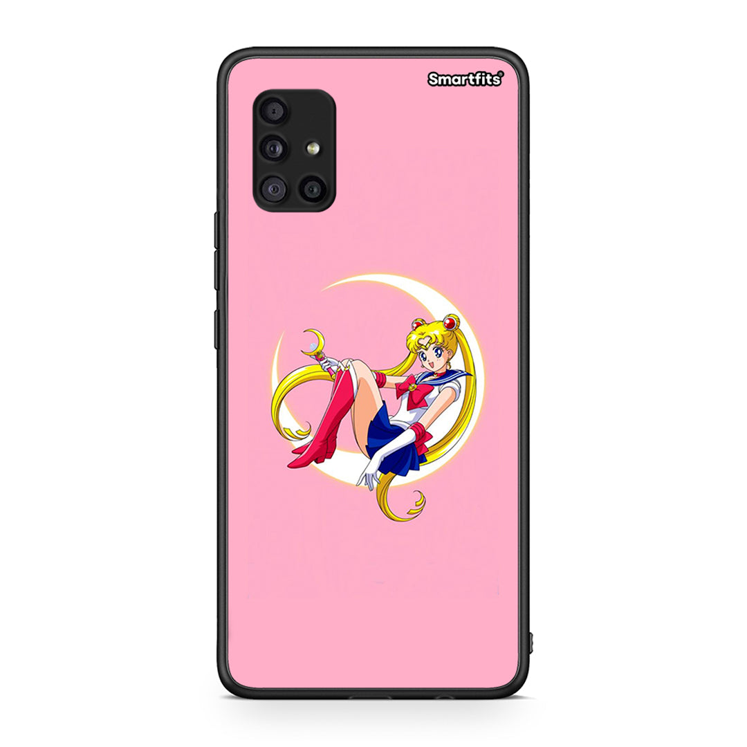 Samsung Galaxy A51 5G Moon Girl θήκη από τη Smartfits με σχέδιο στο πίσω μέρος και μαύρο περίβλημα | Smartphone case with colorful back and black bezels by Smartfits