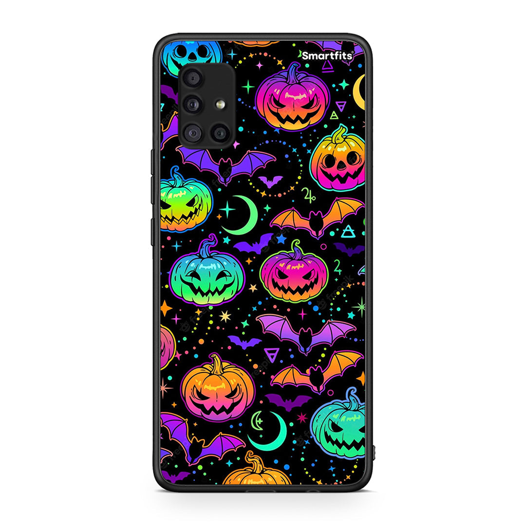 Samsung Galaxy A51 5G Neon Halloween θήκη από τη Smartfits με σχέδιο στο πίσω μέρος και μαύρο περίβλημα | Smartphone case with colorful back and black bezels by Smartfits