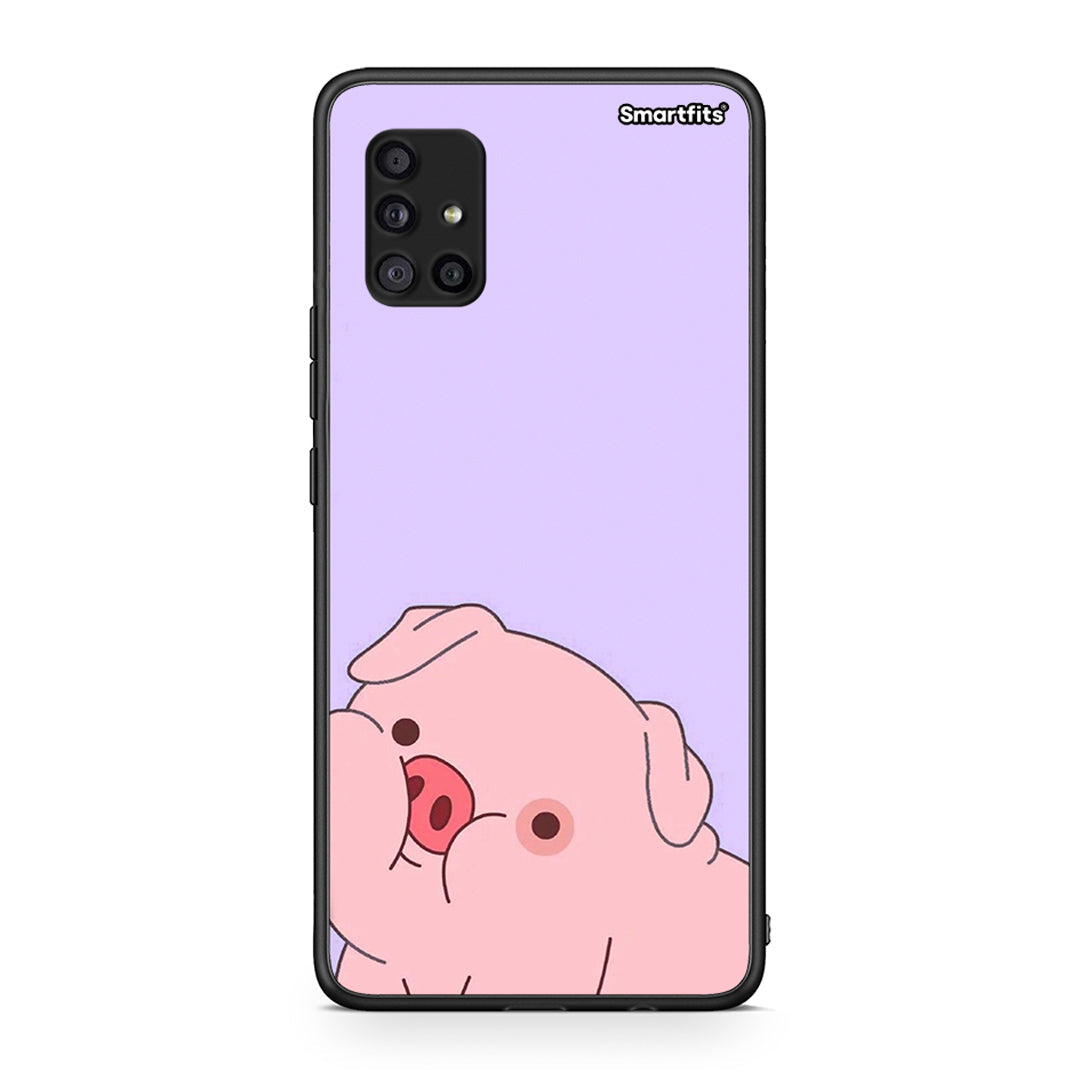 Samsung Galaxy A51 5G Pig Love 2 Θήκη Αγίου Βαλεντίνου από τη Smartfits με σχέδιο στο πίσω μέρος και μαύρο περίβλημα | Smartphone case with colorful back and black bezels by Smartfits