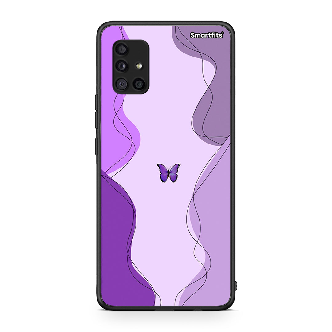 Samsung Galaxy A51 5G Purple Mariposa Θήκη Αγίου Βαλεντίνου από τη Smartfits με σχέδιο στο πίσω μέρος και μαύρο περίβλημα | Smartphone case with colorful back and black bezels by Smartfits