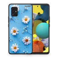 Thumbnail for Θήκη Samsung Galaxy A51 5G Real Daisies από τη Smartfits με σχέδιο στο πίσω μέρος και μαύρο περίβλημα | Samsung Galaxy A51 5G Real Daisies case with colorful back and black bezels