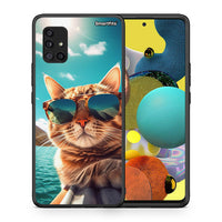 Thumbnail for Θήκη Samsung Galaxy A51 5G Summer Cat από τη Smartfits με σχέδιο στο πίσω μέρος και μαύρο περίβλημα | Samsung Galaxy A51 5G Summer Cat case with colorful back and black bezels